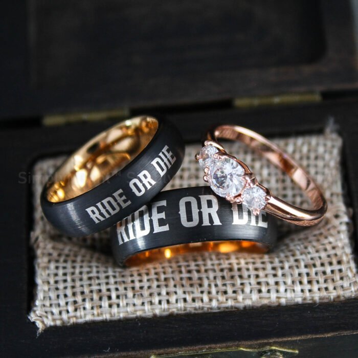 Ride or Die Rings, Ride or Die, Ride or Die Wedding Rings, Ride or Die Wedding Bands, Black Wedding Rings, Black Wedding Bands, Biker Rings - Image 1