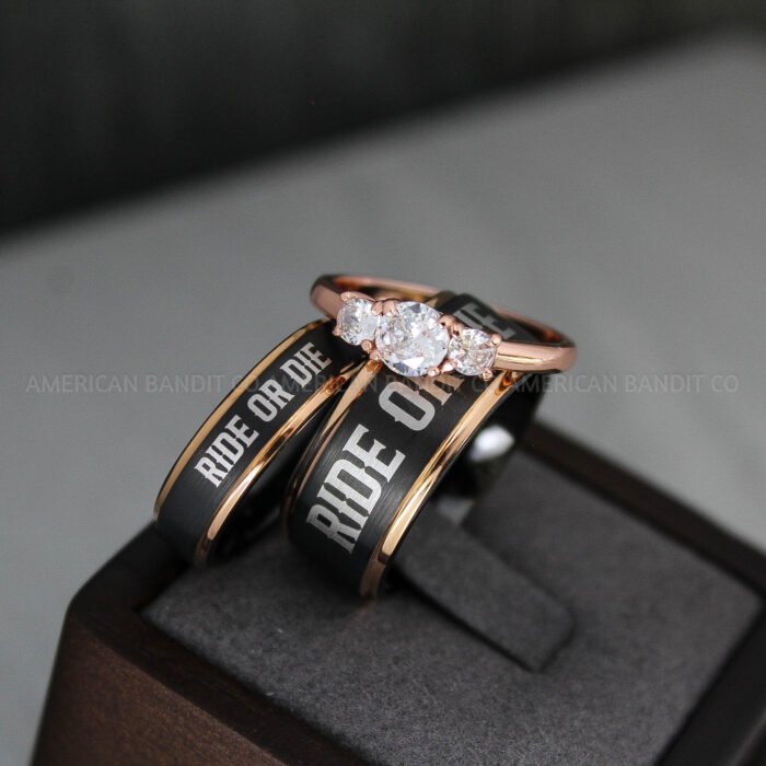 Ride or Die Rings, Ride or Die, Ride or Die Wedding Rings, Ride or Die Wedding Bands, Black Wedding Rings, Black Wedding Bands, Biker Rings - Image 1