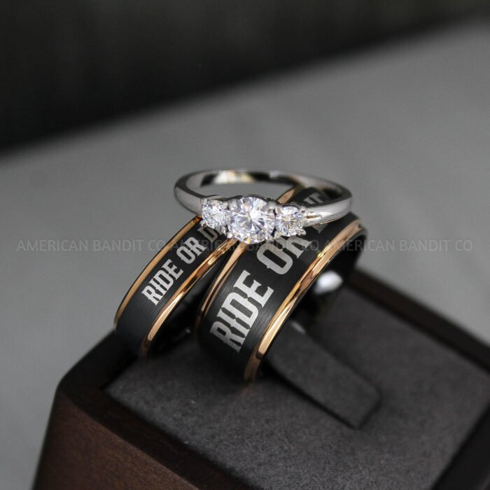 Ride or Die Rings, Ride or Die, Ride or Die Wedding Rings, Ride or Die Wedding Bands, Black Wedding Rings, Black Wedding Bands, Biker Rings - Image 1