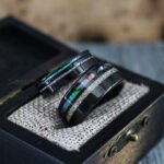 Abalone Shell Rings, Meteorite Rings, Couple Rings, Matching Wedding Rings - Image 4