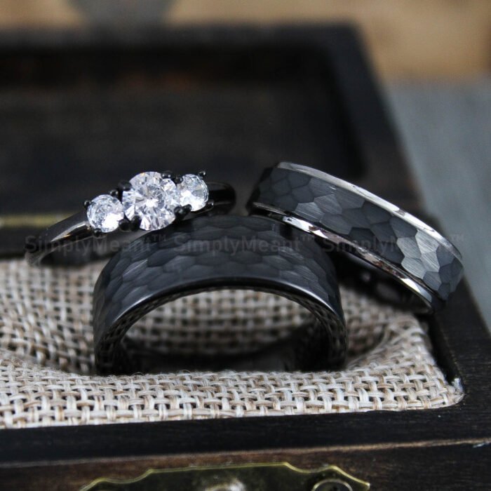 Hammered Wedding Bands, Hammered Rings, Couple Wedding Rings, Matching Rings - Image 1
