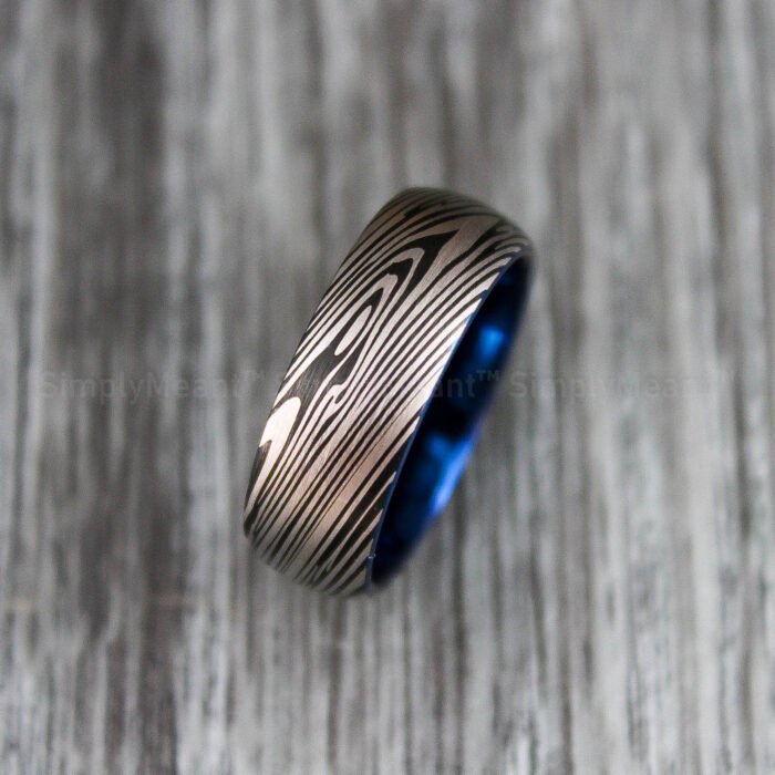 Damascus Steel Ring, Damascus Steel Wedding Band, Damascus Steel Wedding Ring - Image 1