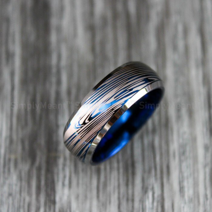Damascus Steel Ring, Damascus Steel Wedding Band, Damascus Steel Wedding Ring - Image 1