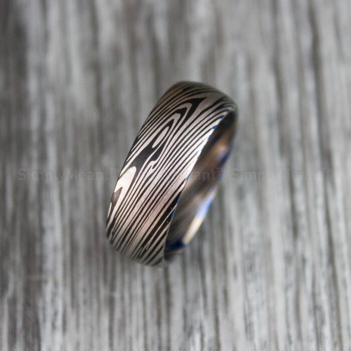 Damascus Steel Ring, Damascus Steel Wedding Band, Damascus Steel Wedding Ring - Image 1
