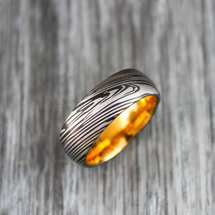 Damascus Steel Ring, Damascus Steel Wedding Band, Damascus Steel Wedding Ring - Image 1