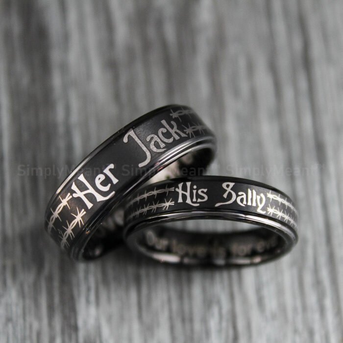 Her Jack His Sally Rings, Simply Meant To Be Wedding Bands, Couple Rings - Image 1
