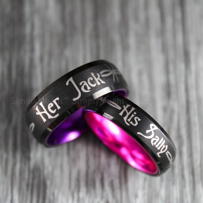 Her Jack His Sally Rings, Simply Meant To Be Wedding Bands, Couple Rings - Image 1