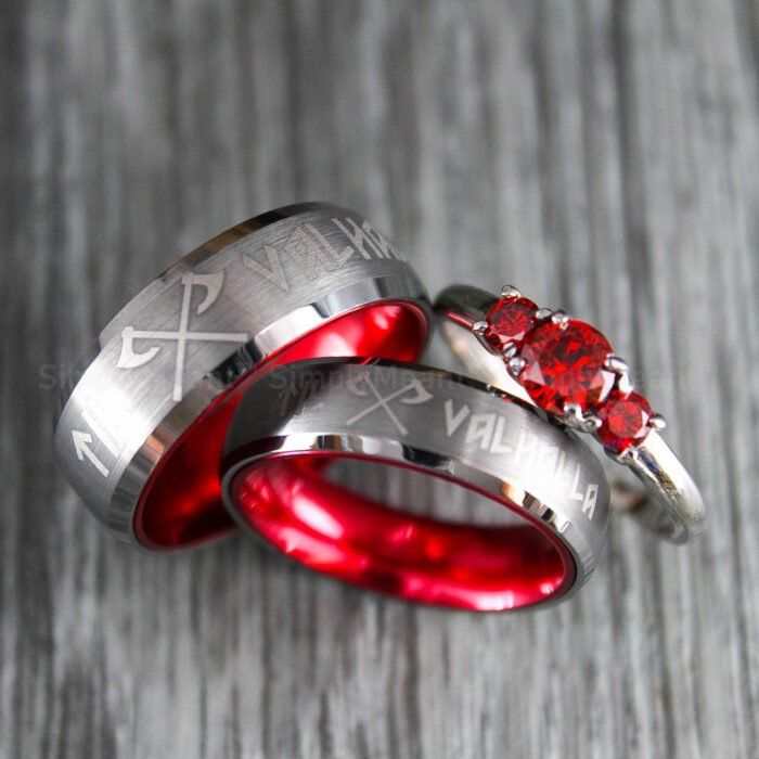 Til Valhalla Rings, Til Valhalla Wedding Bands, Vikings Couple Rings - Image 1
