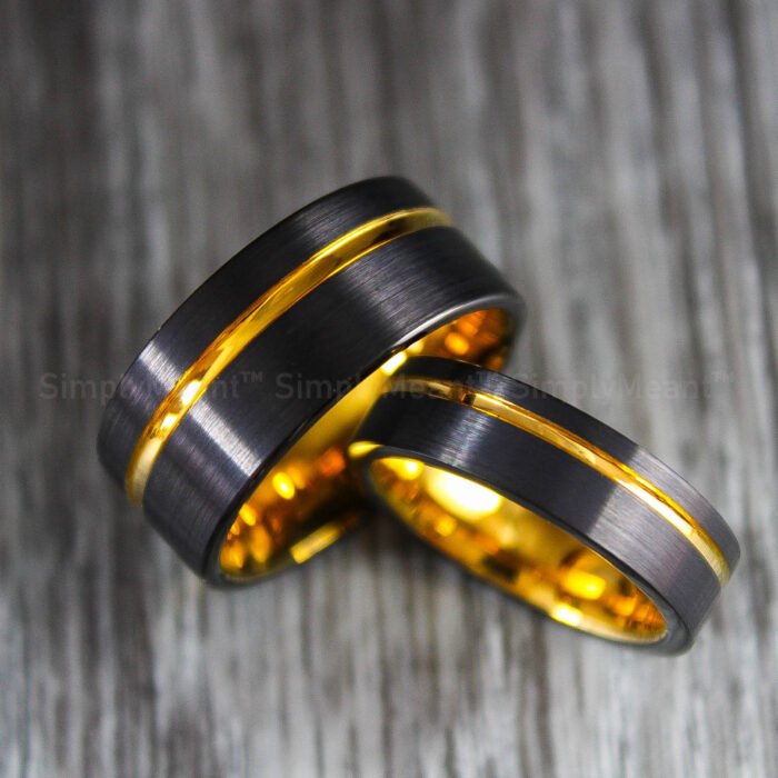 Couple Rings, Black Wedding Bands, Matching Wedding Rings - Image 1