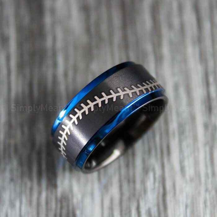 Baseball Ring, Baseball Jewelry, Baseball Stitch Wedding Band - Image 1