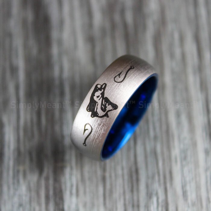 Fishing Ring, Bass Fishing Ring, Fishing Wedding Band, Fishing Jewelry - Image 1