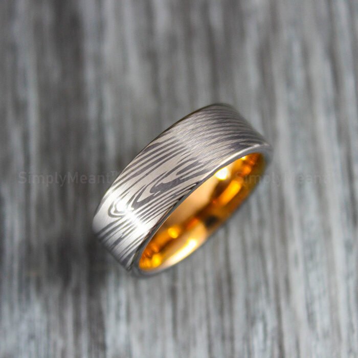 Damascus Steel Ring, Damascus Steel Wedding Band, Damascus Steel Wedding Ring - Image 1