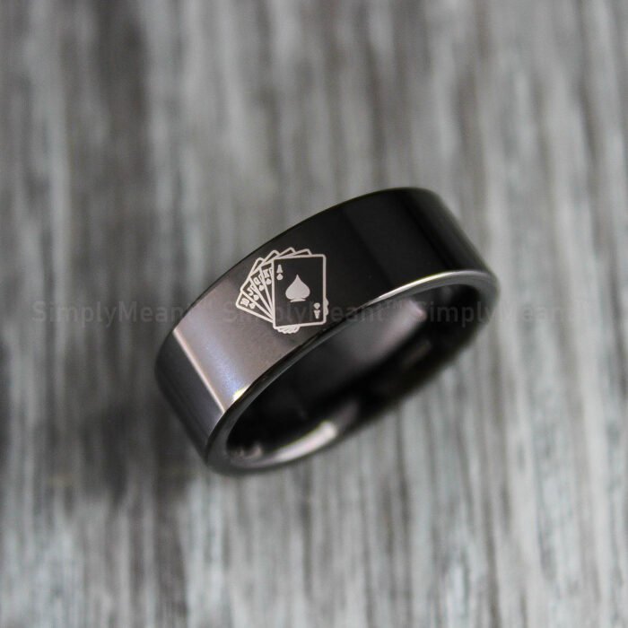 Poker Ring, Blackjack Ring, Gaming Wedding Band, Poker Jewelry - Image 1