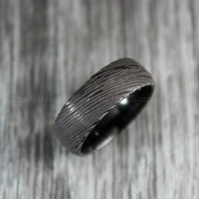 Damascus Steel Ring, Damascus Steel Wedding Band, Damascus Steel Wedding Ring - Image 1