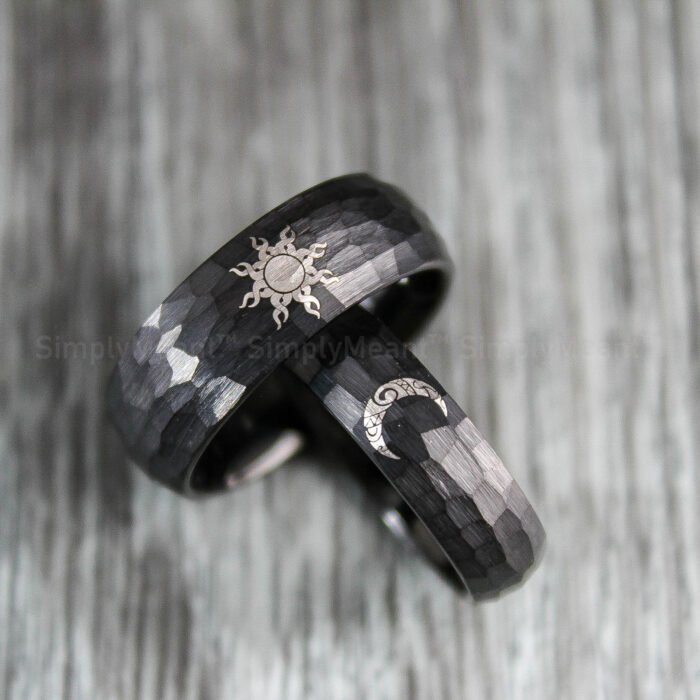 Sun and Moon Rings, Sun and Moon Wedding Bands, Sun and Moon Jewelry, Couple Rings - Image 1
