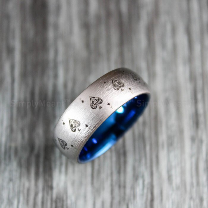 Ace Of Spades Ring, Ace of Spades Wedding Band, Gaming Wedding Band, Poker Ring - Image 1
