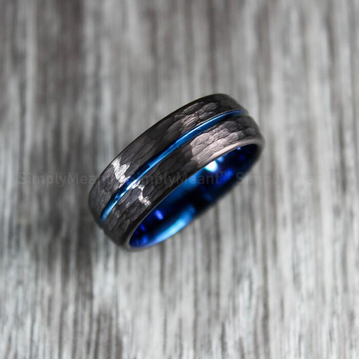Hammered Wedding Band, Hammered Ring, Hammered Wedding Ring - Image 1