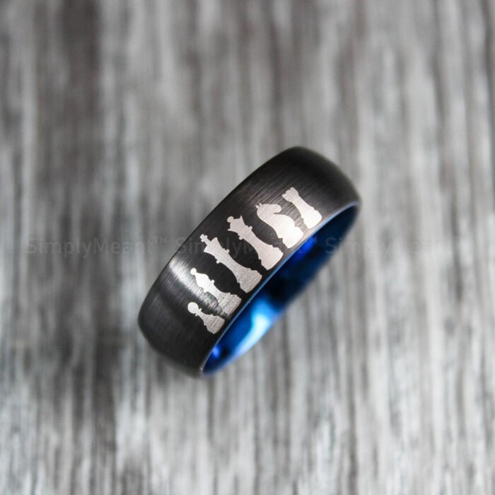 Chess Ring, Chess Wedding Band, Gaming Wedding Band, Chess Jewelry - Image 1