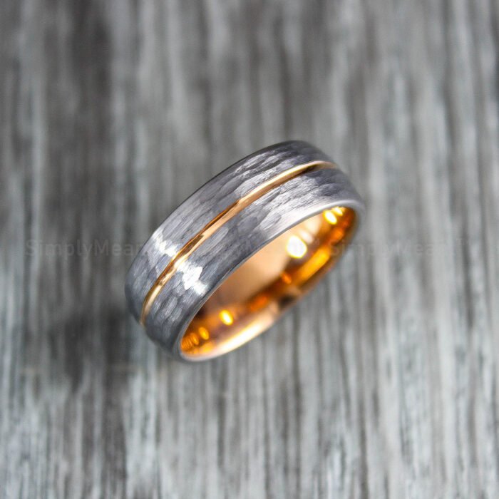 Hammered Wedding Band, Hammered Ring, Hammered Wedding Ring - Image 1