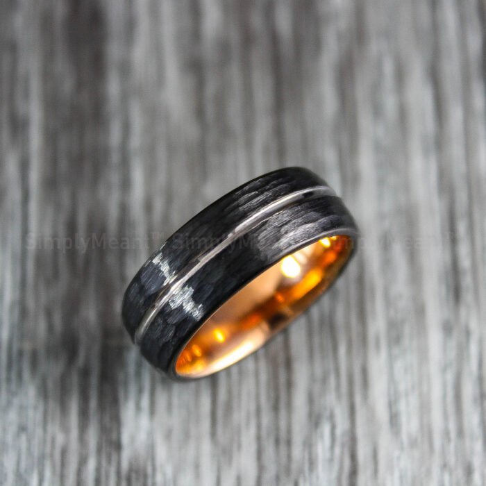 Hammered Wedding Band, Hammered Ring, Hammered Wedding Ring - Image 1
