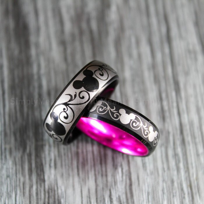 Mickey Mouse Rings, Mickey Mouse Wedding Bands, Matching Couple Rings - Image 1