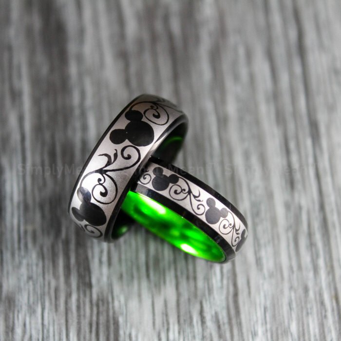 Mickey Mouse Rings, Mickey Mouse Wedding Bands, Matching Couple Rings - Image 1