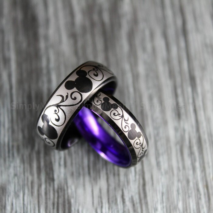 Mickey Mouse Rings, Mickey Mouse Wedding Bands, Matching Couple Rings - Image 1