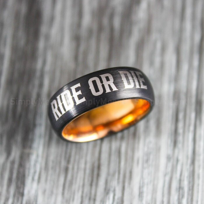 Ride or Die Rings, Ride or Die, Ride or Die Wedding Rings, Ride or Die Wedding Bands, Black Wedding Rings, Black Wedding Bands, Biker Rings - Image 1
