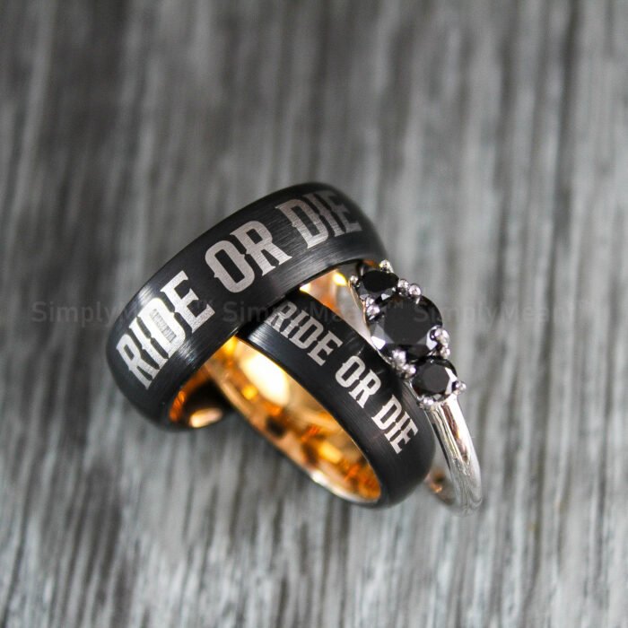 Ride or Die Rings, Ride or Die, Ride or Die Wedding Rings, Ride or Die Wedding Bands, Black Wedding Rings, Black Wedding Bands, Biker Rings - Image 1