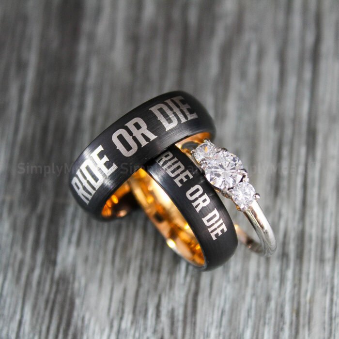 Ride or Die Rings, Ride or Die, Ride or Die Wedding Rings, Ride or Die Wedding Bands, Black Wedding Rings, Black Wedding Bands, Biker Rings - Image 1