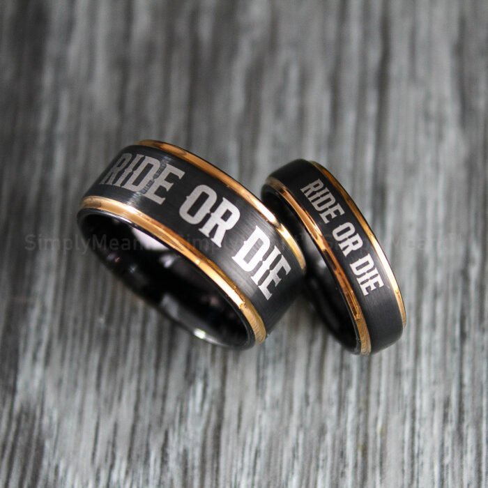 Ride or Die Rings, Ride or Die, Ride or Die Wedding Rings, Ride or Die Wedding Bands, Black Wedding Rings, Black Wedding Bands, Biker Rings - Image 1