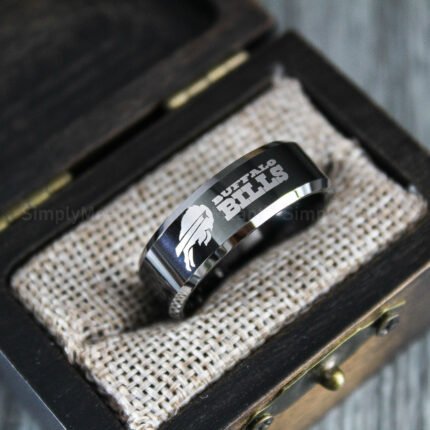 Football Ring, Football Wedding Band, Football Jewelry, Black Wedding Band
