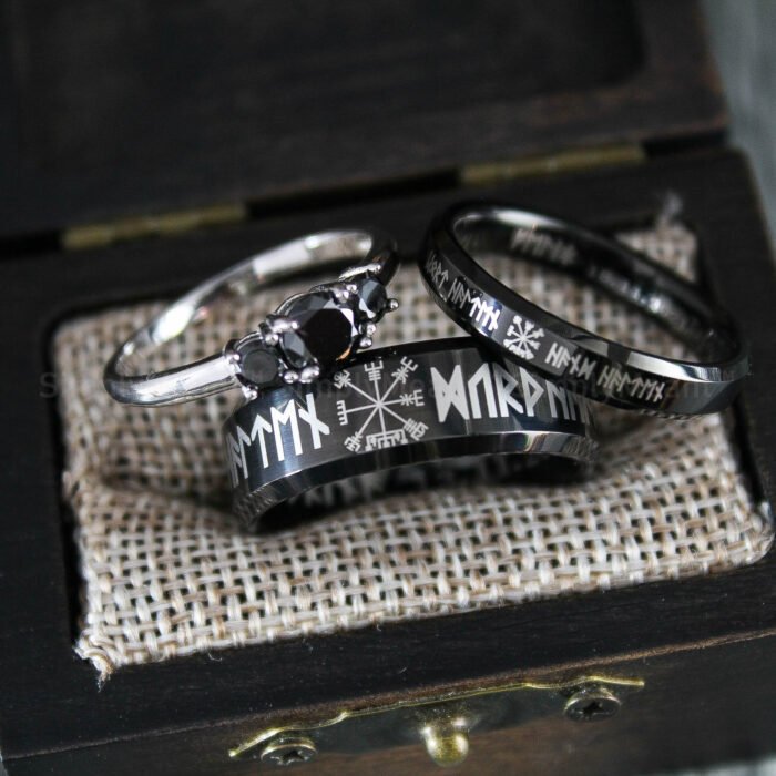 Runes Rings, Til Valhalla Rings, Til Valhalla Wedding Bands, Nordic Runes Rings - Image 1