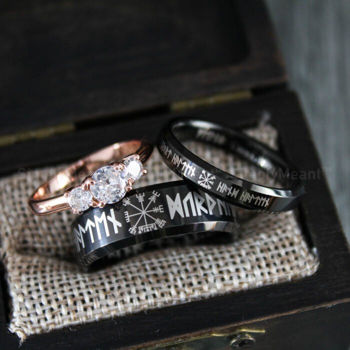 Runes Rings, Til Valhalla Rings, Til Valhalla Wedding Bands, Nordic Runes Rings - Image 1