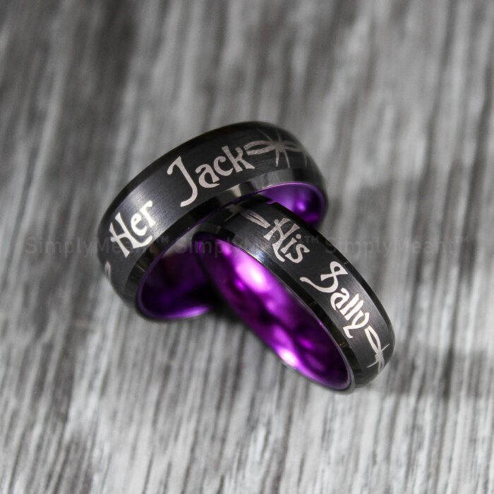 Her Jack His Sally Rings, Simply Meant To Be Wedding Bands, Couple Rings - Image 1