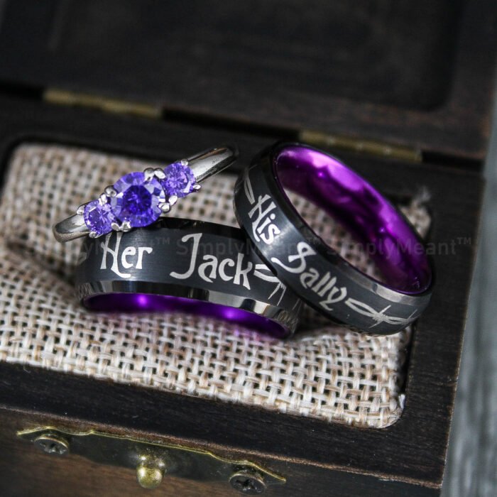 Her Jack His Sally Rings, Simply Meant To Be Wedding Bands, Couple Rings - Image 1