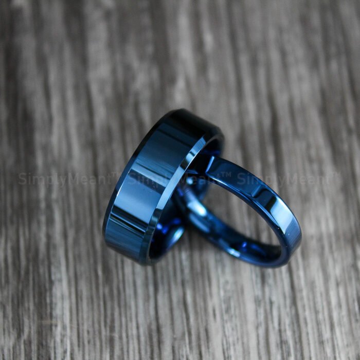 Blue Wedding Rings, Couple Wedding Bands, Couple Ring Set, Blue Wedding Bands - Image 4