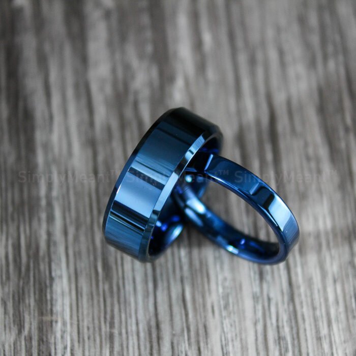 Blue Wedding Rings, Couple Wedding Bands, Couple Ring Set, Blue Wedding Bands - Image 1