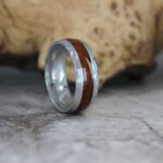 Wood Ring, Wood Wedding Band, Silver Tungsten Band with Wood Inlay