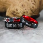 Ride or Die Rings, Black Wedding Bands, Couple Ring Set, Matching Couple Rings