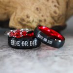 Ride or Die Rings, Black Wedding Bands, Couple Ring Set, Matching Couple Rings