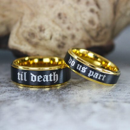 Til Death Do Us Part Rings, Til Death Wedding Rings, Til Death Wedding Bands, Black Wedding Bands