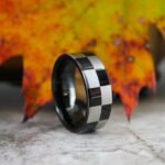 Checkered Flag Ring, Racing Ring, Checkered Flag Wedding Band, Racing Flag Ring
