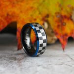 Checkered Flag Ring, Racing Ring, Checkered Flag Wedding Band, Racing Flag Ring