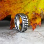 Railroad Ring, Railroad Wedding Band, Train Tracks Ring, Train Tracks Wedding Ring, Silver Tungsten Wedding Ring, Silver Tungsten Wedding Band