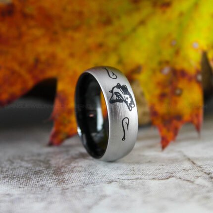 Fishing Ring, Bass Fishing Ring, Fishing Wedding Band, Fishing Jewelry