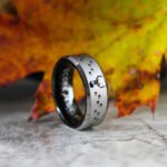Deer Hunting Ring, Deer Tracks Wedding, Deer Hunting Jewelry, Black Tungsten Ring, Black Wedding Band, Hunting Jewelry, Deer Tracks Wedding Ring, Deer Tracks Ring