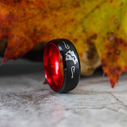 Fishing Ring, Bass Fishing Ring, Fishing Wedding Band, Fishing Jewelry