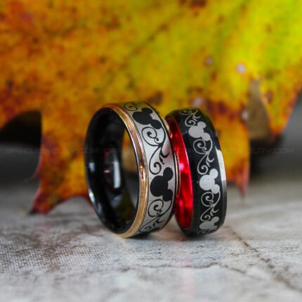 Mickey Mouse Rings, Mickey Mouse Wedding Bands, Matching Couple Rings