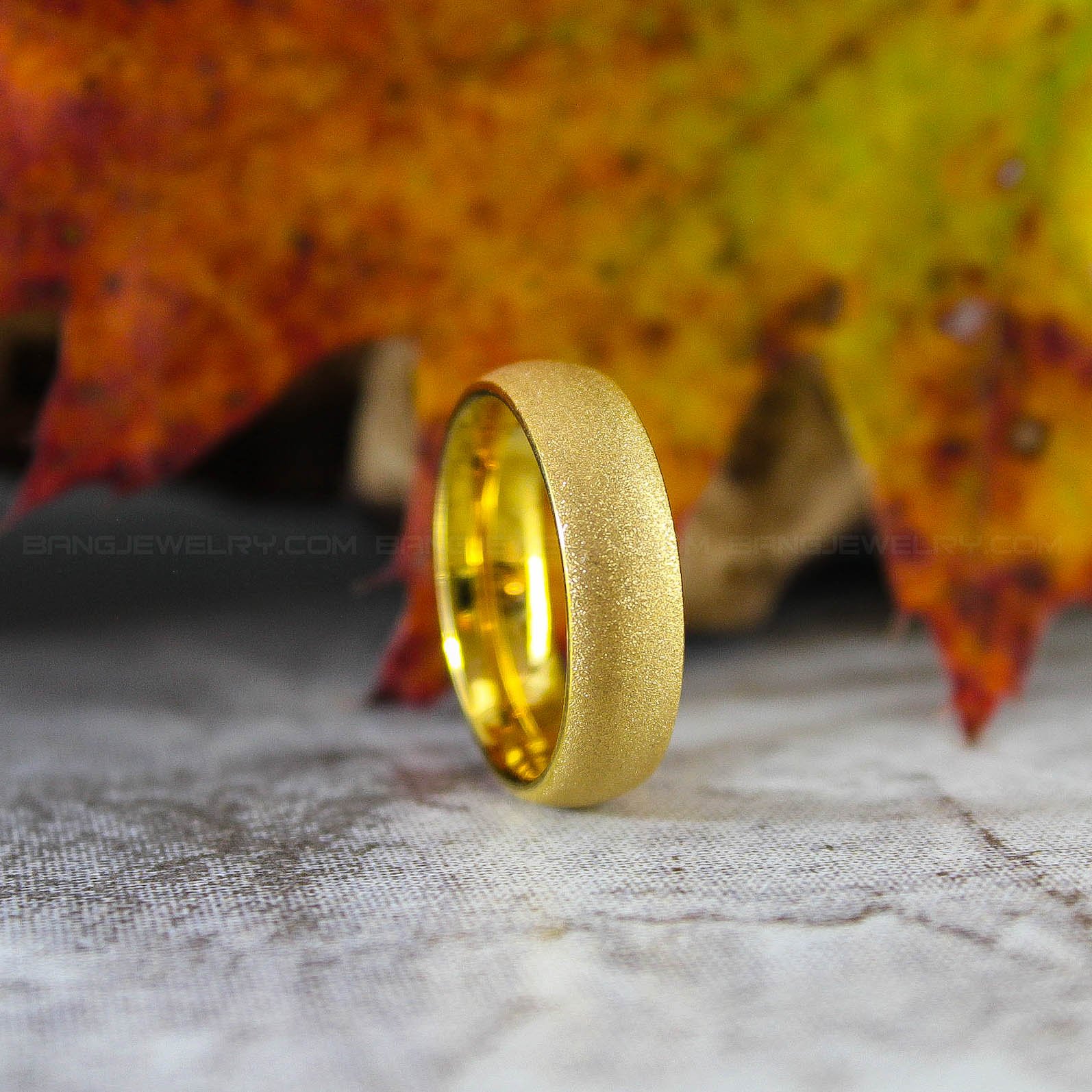 IMG_3012 Sandblasted Ring, Yellow Gold Wedding Band, Sandblasted Wedding Band - Image 1